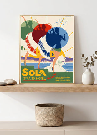 Sola Strand Hotel Norway Vintage Unframed Travel Poster (1931) — Art Deco Beach Scene by T.N. Rambøll
