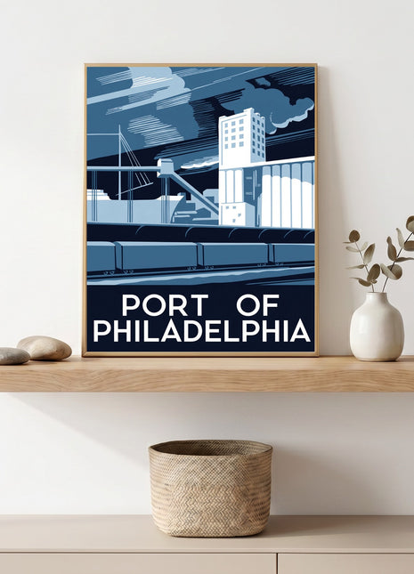 Port of Philadelphia Vintage Unframed Poster (1930s) — WPA Style Harbor & Rail Scene