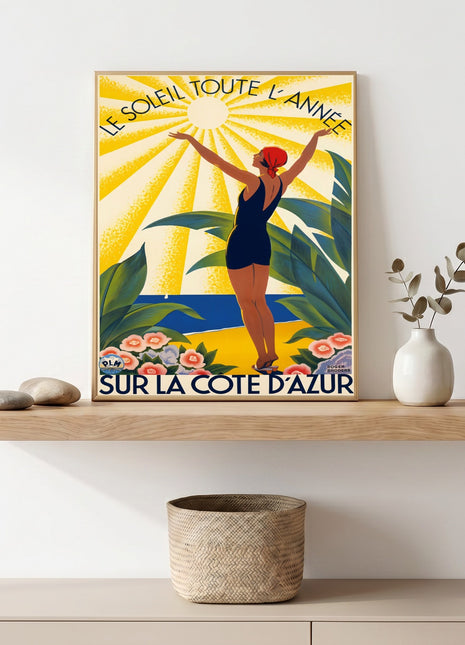 Côte d’Azur Vintage Travel Unframed Poster (c.1931) — “Le Soleil Toute l’Année” by Roger Broders