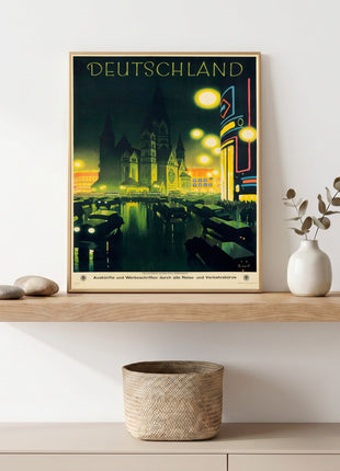 Deutschland Vintage Unframed Travel Poster (1927) — Berlin Night Scene by Jupp Wiertz