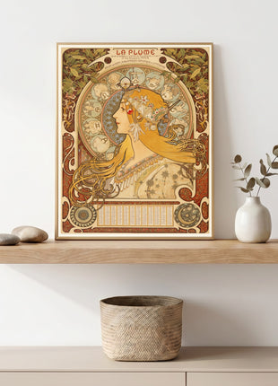 Alphonse Mucha, "La Plume" Art Nouveau Unframed Poster (1897)