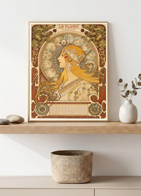 Alphonse Mucha, "La Plume" Art Nouveau Unframed Poster (1897)