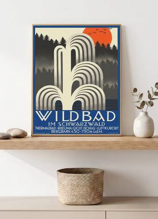 Wildbad Schwarzwald Germany Unframed Travel Poster – A. Fischinger Art Deco Spa Print