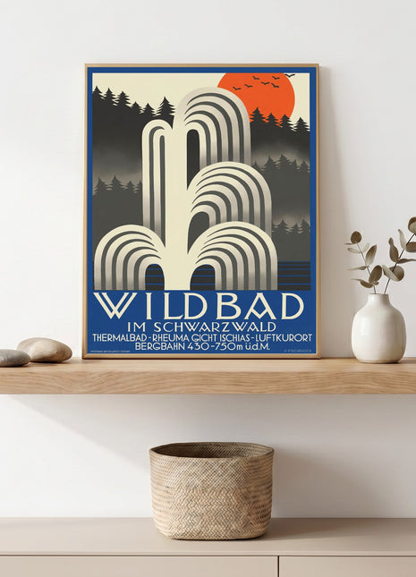 Wildbad Schwarzwald Germany Unframed Travel Poster – A. Fischinger Art Deco Spa Print