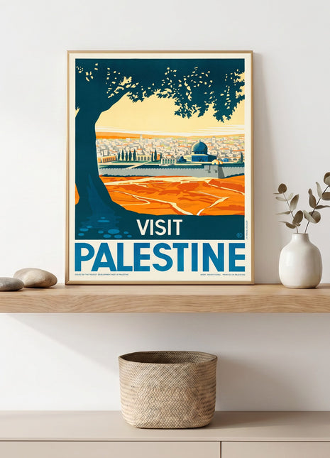 “Visit Palestine” Jerusalem Vintage Unframed Travel Poster (1936) — Dome of the Rock by Franz Krausz