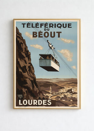 Téléférique du Béout Lourdes Vintage Unframed Travel Poster (1935) — Pyrenees Cable Car by Pierre Duval