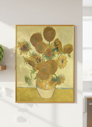 Still Life: Vase with Fifteen Sunflowers by Vincent van Gogh – Iconic Sunflower Still Life, Bold Yellow Floral Masterpiece Poster (1888). No Border. Unframed
