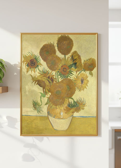 Still Life: Vase with Fifteen Sunflowers by Vincent van Gogh – Iconic Sunflower Still Life, Bold Yellow Floral Masterpiece Poster (1888). No Border. Unframed