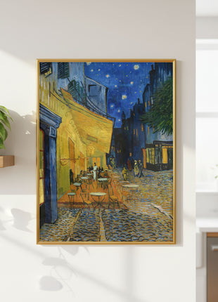 Café Terrace at Night by Vincent van Gogh – Iconic Night Café Scene in Arles, Starry Post-Impressionist Street View Poster (1888). Unframed