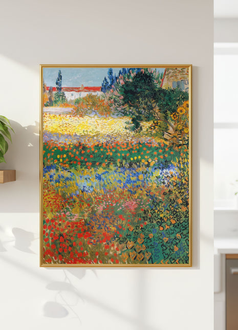 Vincent van Gogh “Flowering Garden” (1888) – Lush Spring Garden Landscape, Post-Impressionist Floral Masterpiece Poster, No Border. Unframed