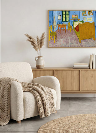 “Bedroom in Arles” (1889) – Vincent van Gogh Interior Scene Print, Post-Impressionist Wall Art. No Border. Unframed