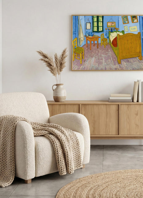 “Bedroom in Arles” (1889) – Vincent van Gogh Interior Scene Print, Post-Impressionist Wall Art. No Border. Unframed