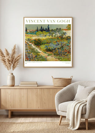 “Flowering Garden with Path” (1888) – Vincent van Gogh Garden Landscape Print, Post-Impressionist Wall Art. Unframed