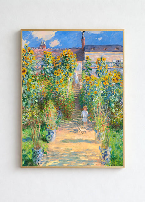 The Artist's Garden at Vétheuil by Claude Monet – Lush Impressionist Garden Scene, Vibrant Floral Landscape Poster(1881). Unframed