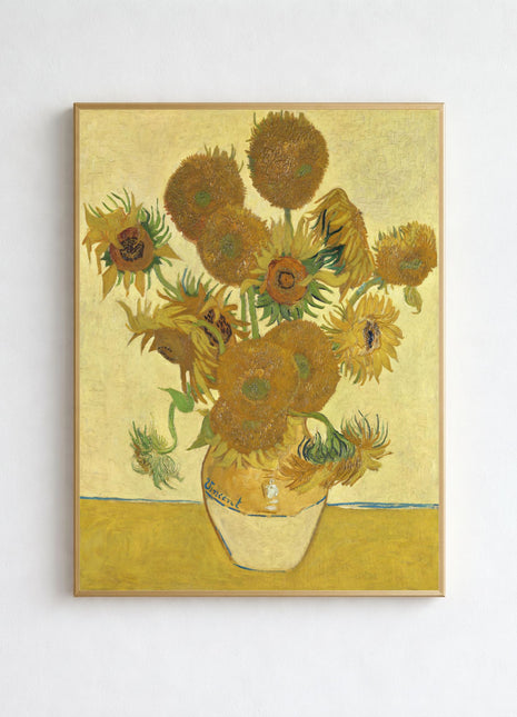 Still Life: Vase with Fifteen Sunflowers by Vincent van Gogh – Iconic Sunflower Still Life, Bold Yellow Floral Masterpiece Poster (1888). No Border. Unframed