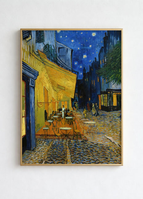Café Terrace at Night by Vincent van Gogh – Iconic Night Café Scene in Arles, Starry Post-Impressionist Street View Poster (1888). Unframed