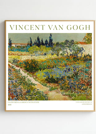 “Flowering Garden with Path” (1888) – Vincent van Gogh Garden Landscape Print, Post-Impressionist Wall Art. Unframed