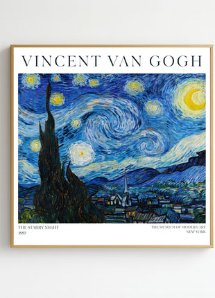 “The Starry Night” (1889) – Vincent van Gogh Night Sky Print, Post-Impressionist Wall Art. Unframed